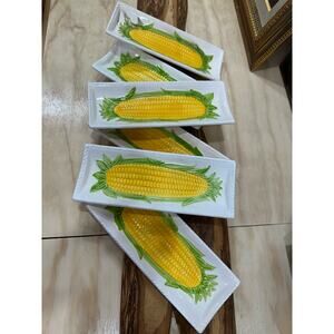 Vintage Knobler Corn Ceramic Dish Set Of 2 Made In Japan Corn On Thr Cob Plates